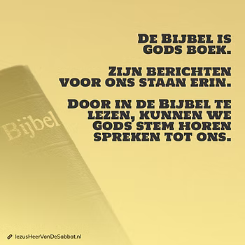 Afbeelding met een Bijbel en de boodschap dat de Bijbel Gods boek is waardoor Hij tot ons spreekt.